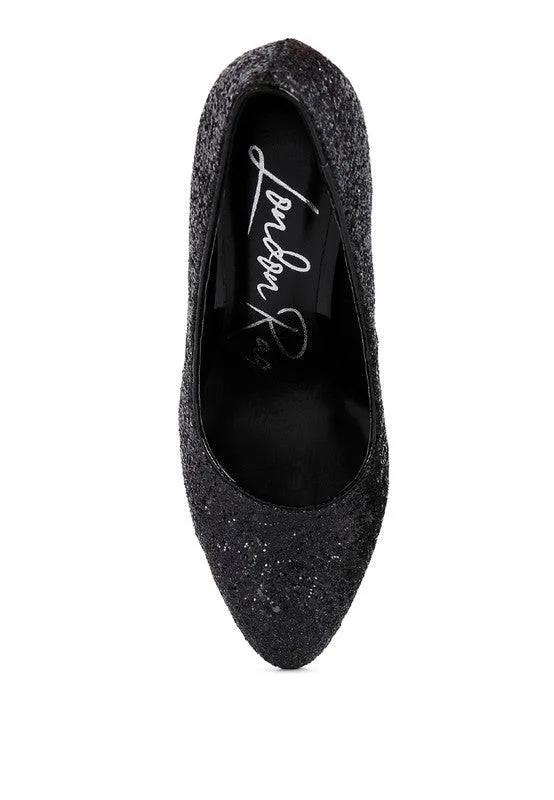 Sugar Plum Glitter Conical Heel Pumps