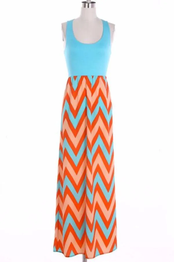 Summer Chevron Maxi Dress