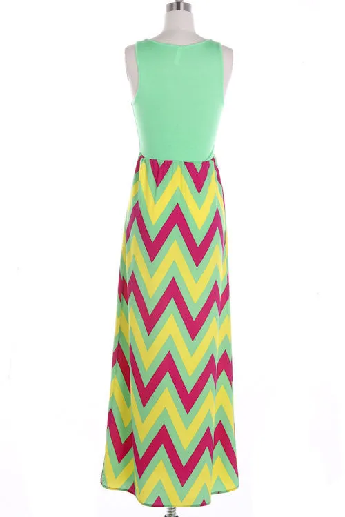 Summer Chevron Maxi Dress