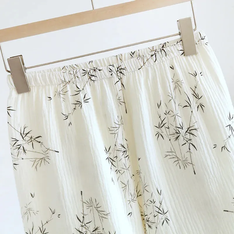 Summer Couple Pajama Set 100% Pure Cotton Short sleeved Shorts for Men and Women Two Piece