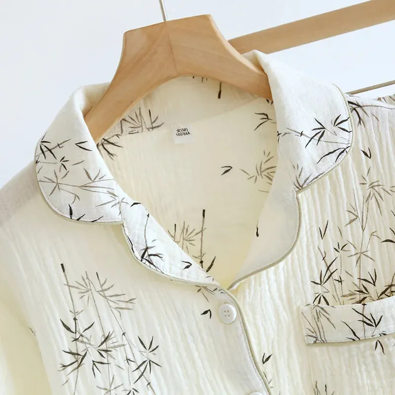 Summer Couple Pajama Set 100% Pure Cotton Short sleeved Shorts for Men and Women Two Piece