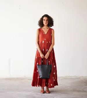 Summer Dress Cotton Tiedye-Red-Fashion Edit Indian Summer-KW827-Khara Kapas