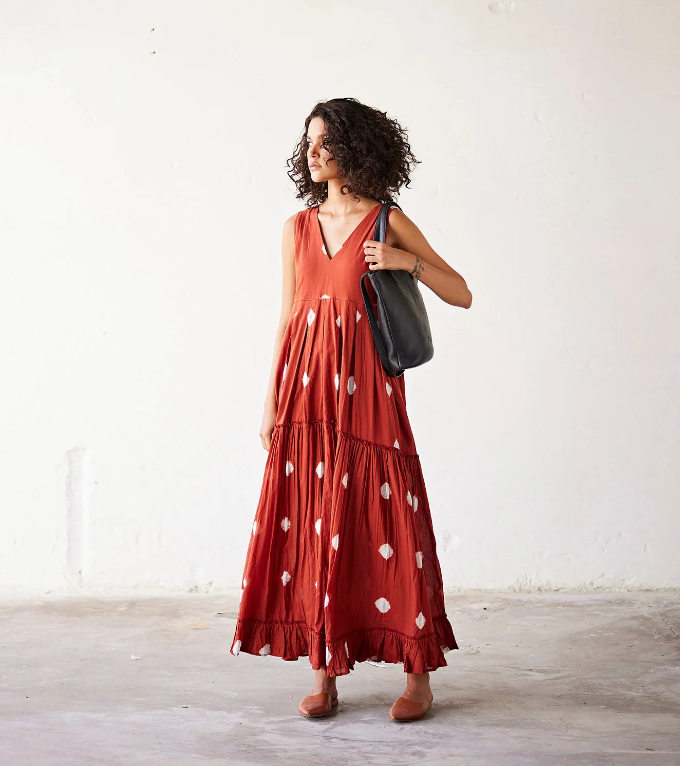 Summer Dress Cotton Tiedye-Red-Fashion Edit Indian Summer-KW827-Khara Kapas