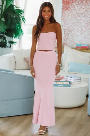 Summer Of Me Crop Top and Maxi Skirt Two Piece Set - Pink