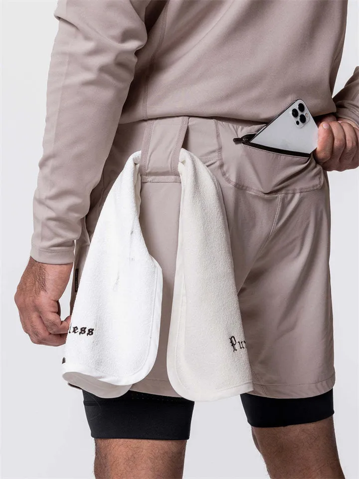 Summer Sports Double-Layer Men's Basketball Shorts