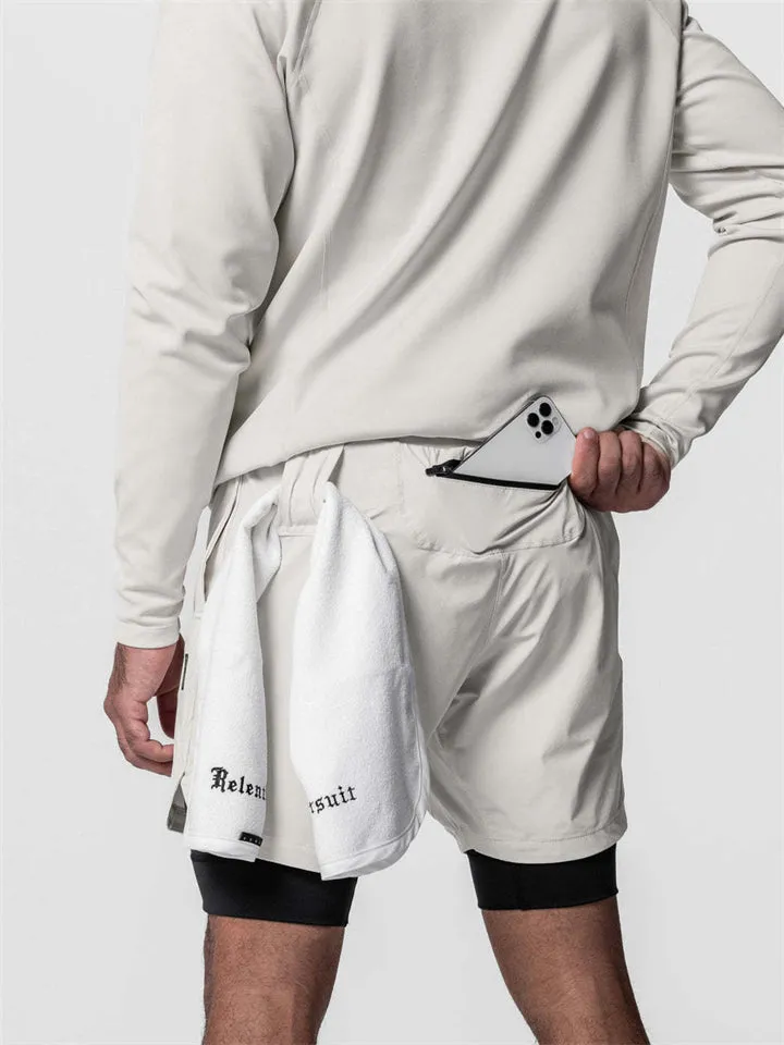 Summer Sports Double-Layer Men's Basketball Shorts