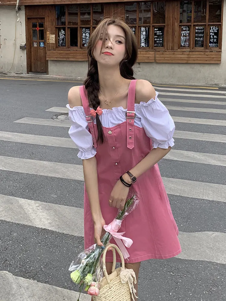 Summer Strap Puff Sleeve Dress