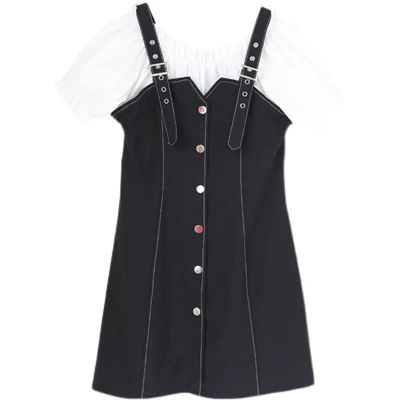 Summer Strap Puff Sleeve Dress
