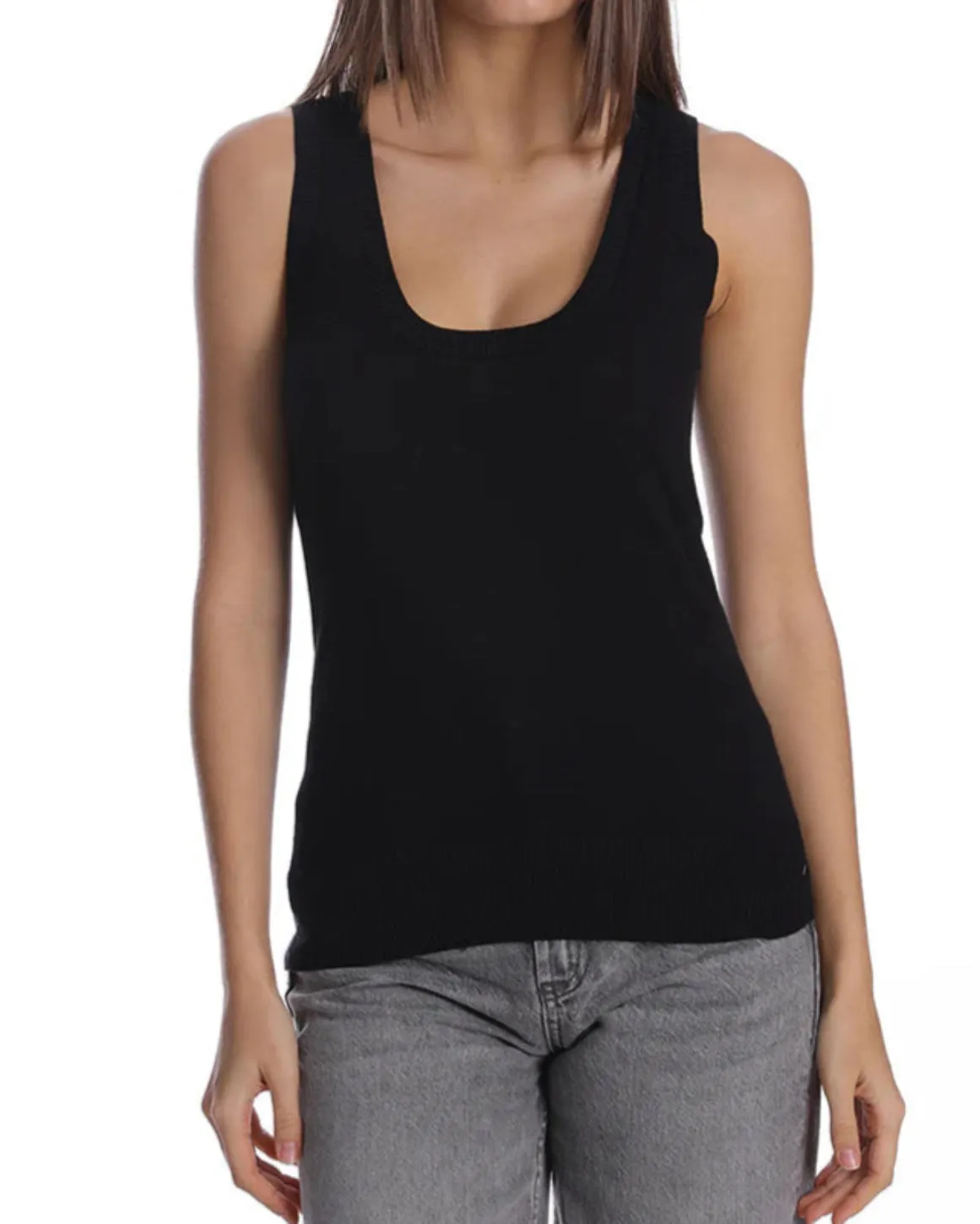 SUPIMA COTTON CASHMERE SCOOP NECK TANK