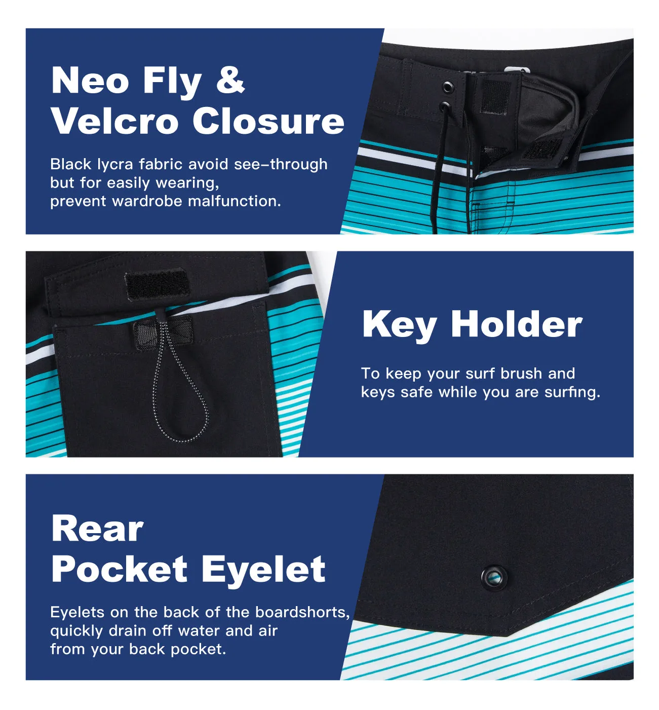 SURFCUZ Men's Board Shorts 4-Way Stretch