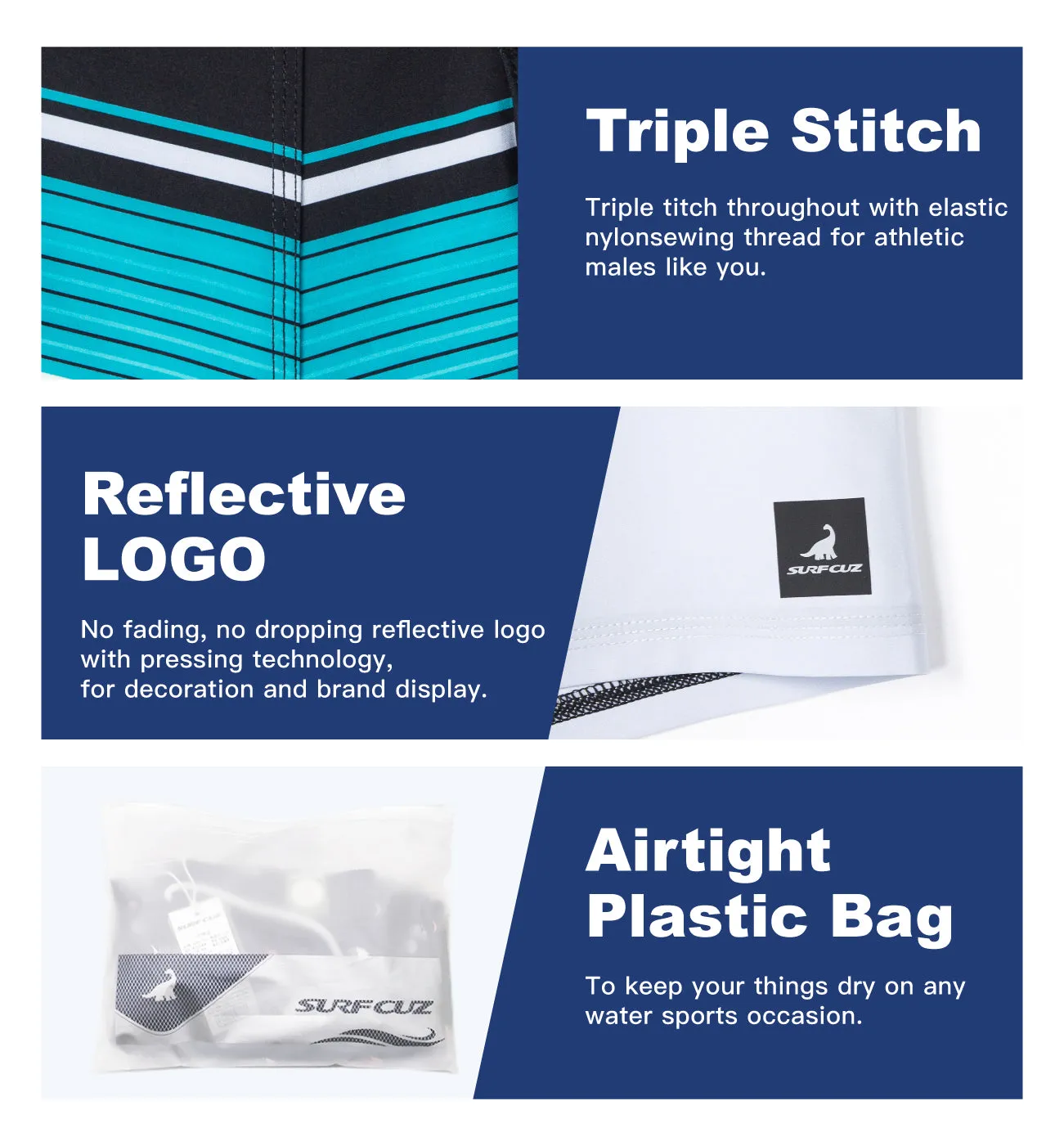 SURFCUZ Men's Board Shorts 4-Way Stretch