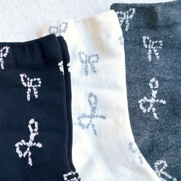Sweet Bow Pattern Socks Set – Cute & Comfortable Everyday StyleSet Of 3