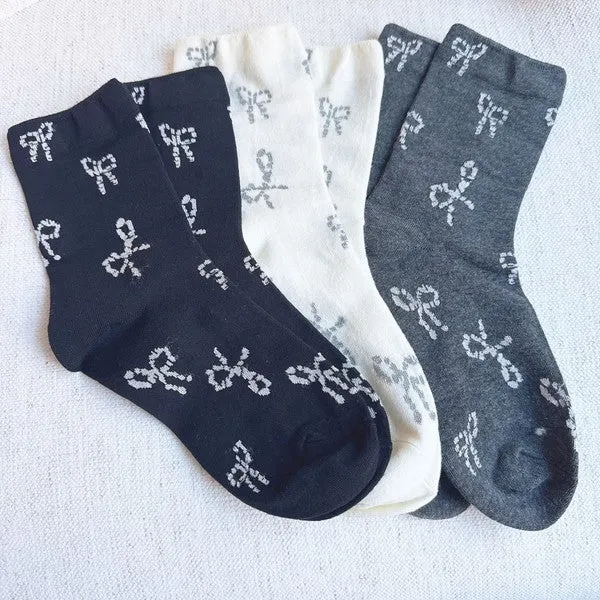 Sweet Bow Pattern Socks Set – Cute & Comfortable Everyday StyleSet Of 3