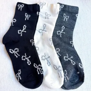 Sweet Bow Pattern Socks Set – Cute & Comfortable Everyday StyleSet Of 3