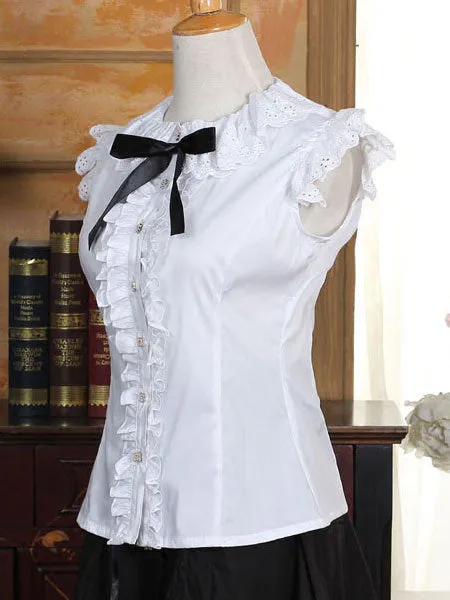 Sweet Lolita Blouse White Cotton Short Sleeve Lolita Shirt