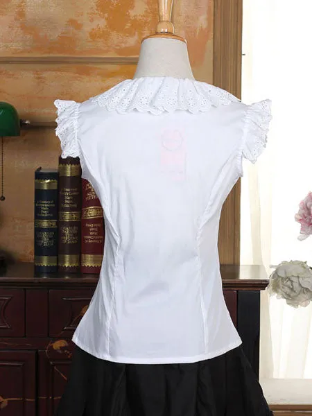 Sweet Lolita Blouse White Cotton Short Sleeve Lolita Shirt