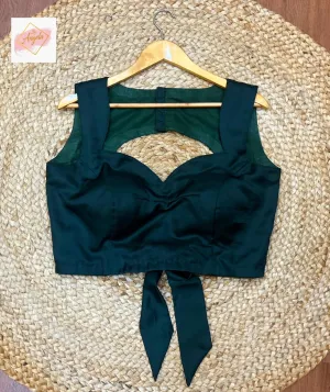 Sweetheart Neck Premium Sleeveless Blouse - Bottle Green