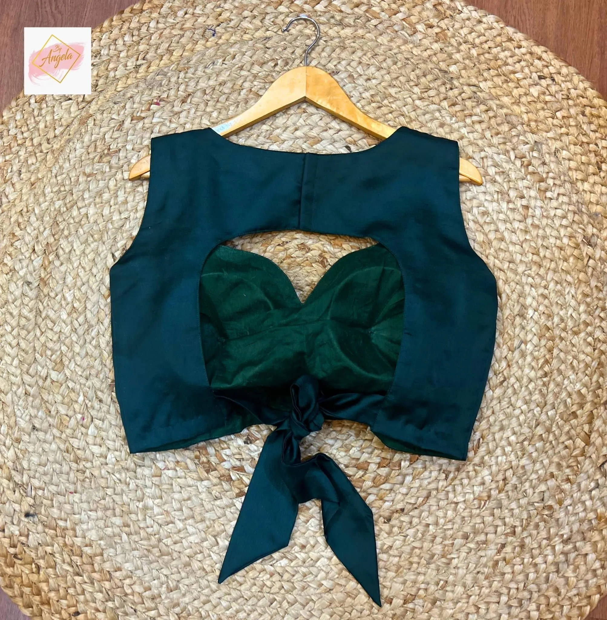 Sweetheart Neck Premium Sleeveless Blouse - Bottle Green