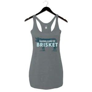 Taking Care of Brisket - Women's Racerback Tank - Heather Grey