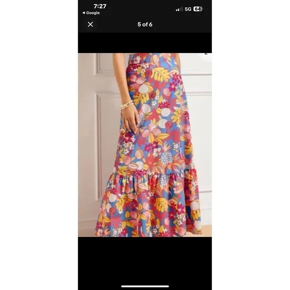 Talbots Fruits and Flowers Poplin Tiered Maxi Skirt Multicolor Floral Size XS