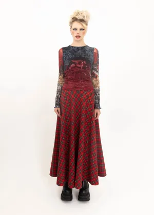 Tartan wool blend maxi skirt