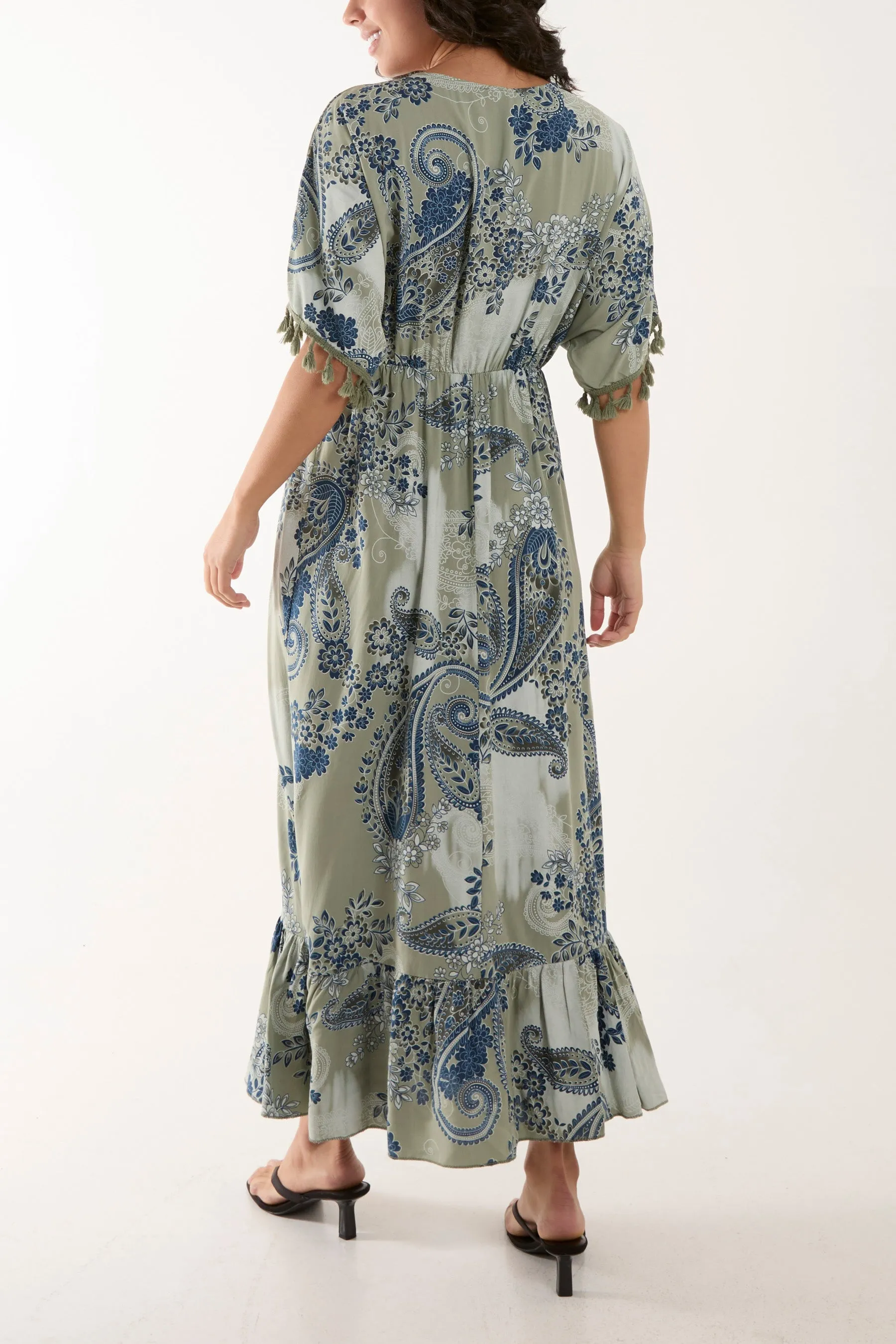 Tassel Paisley Print Maxi Dress