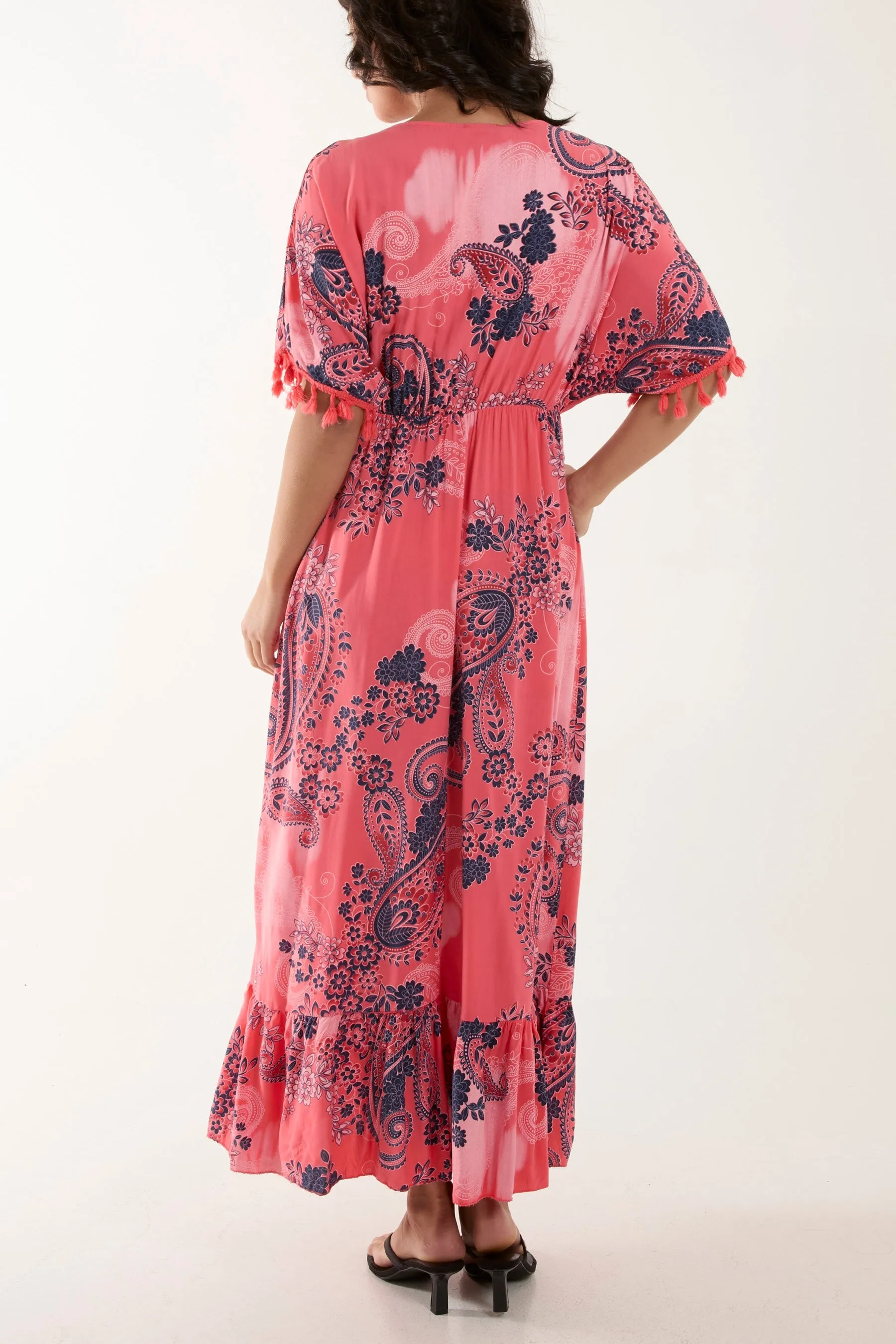 Tassel Paisley Print Maxi Dress