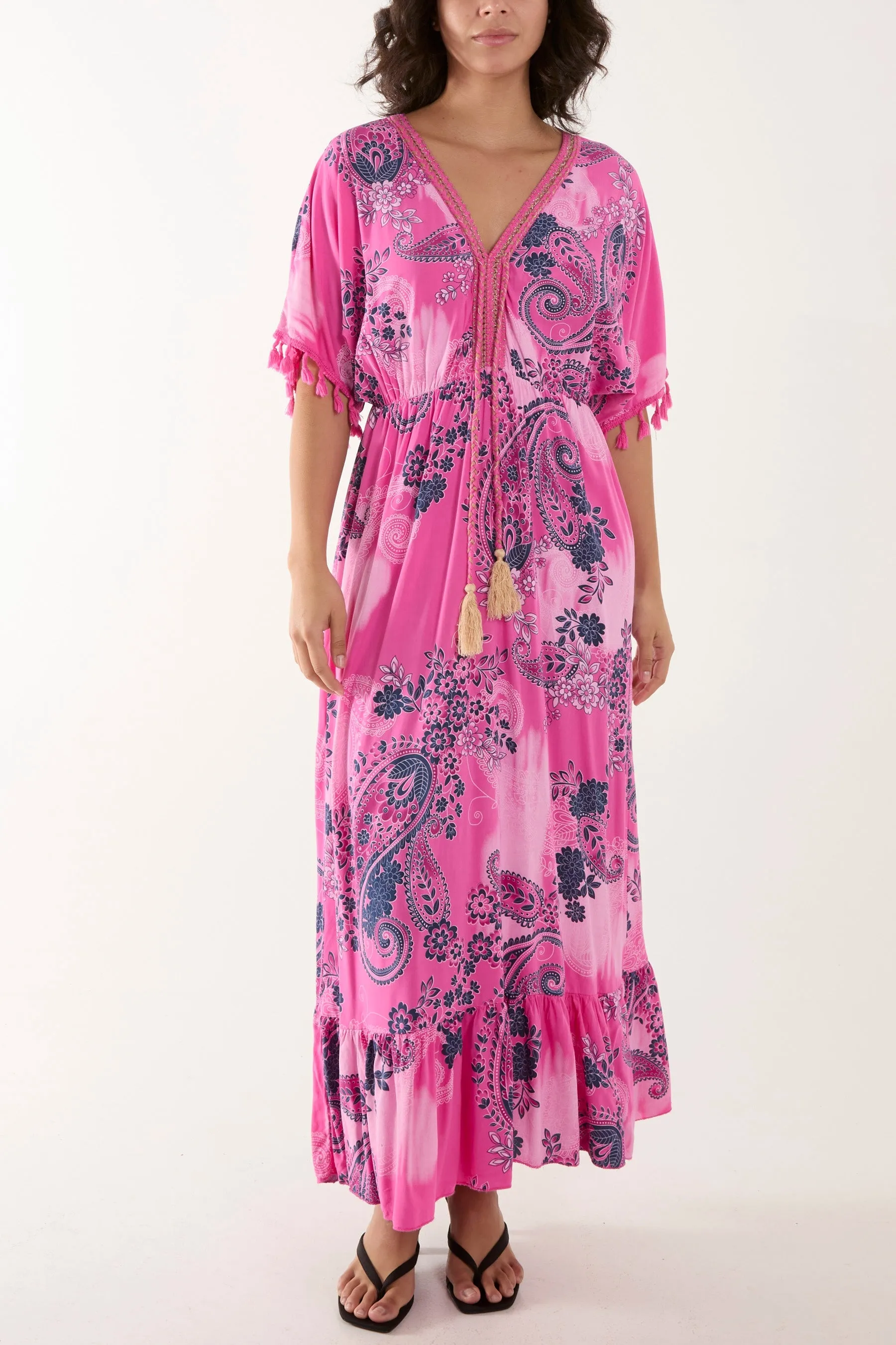 Tassel Paisley Print Maxi Dress