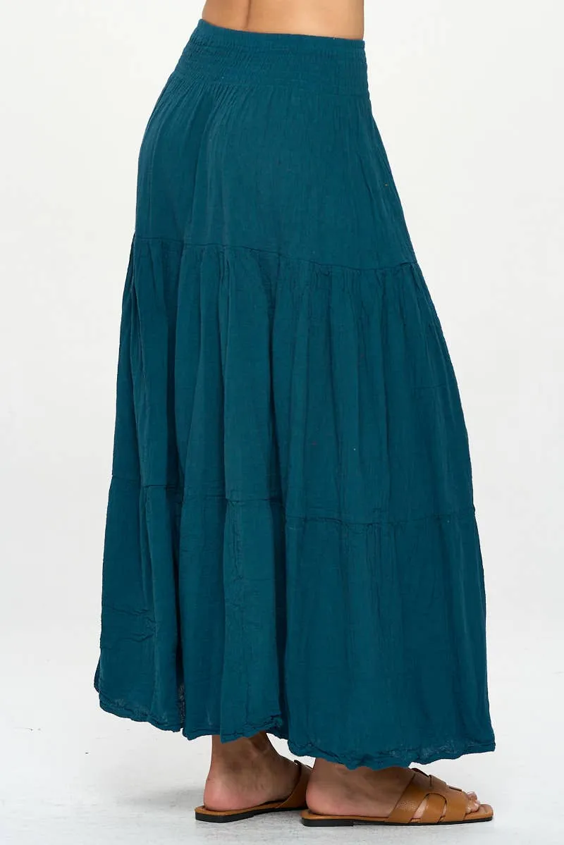 Teal Boho Maxi Skirt