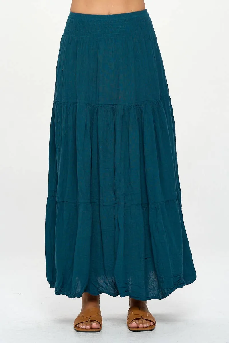 Teal Boho Maxi Skirt