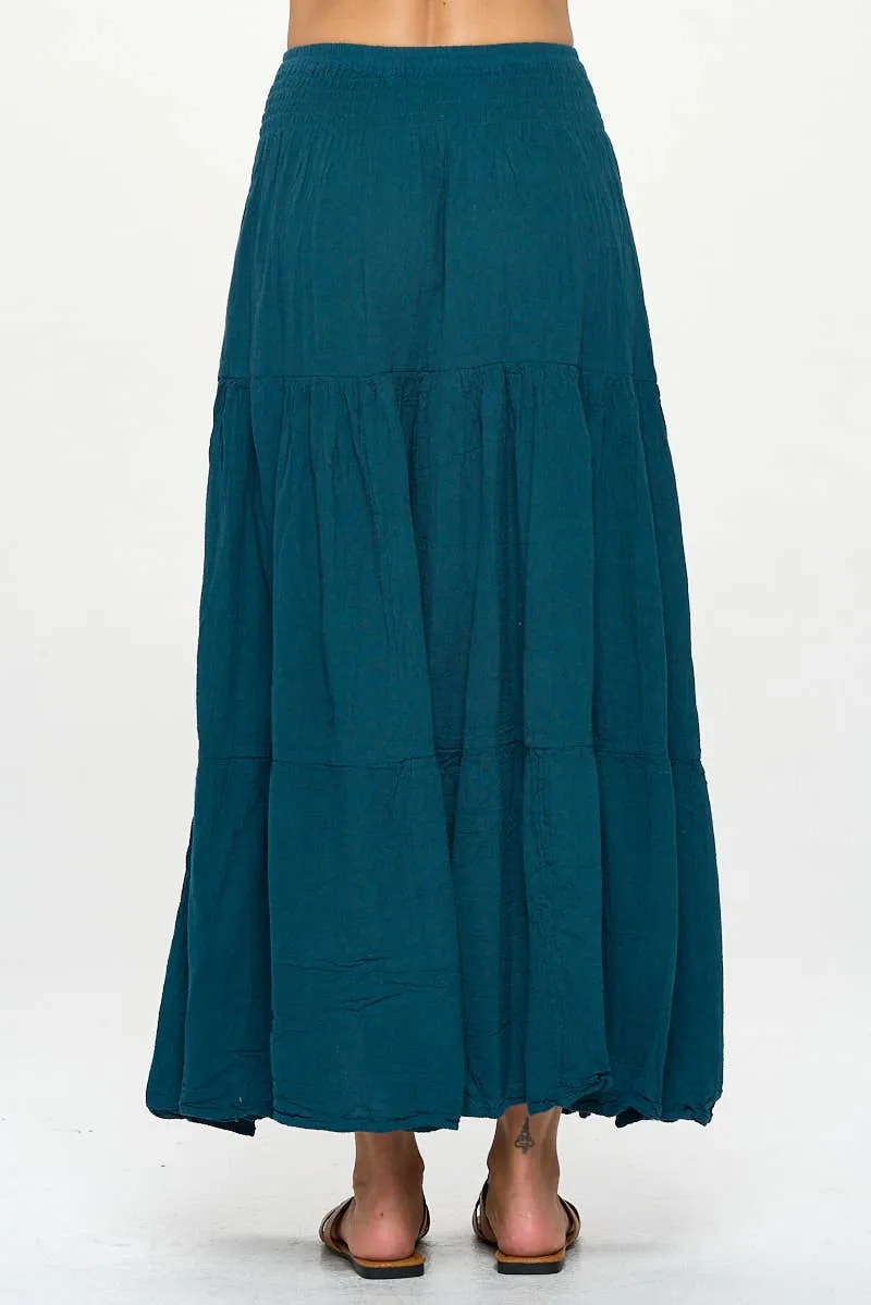 Teal Boho Maxi Skirt