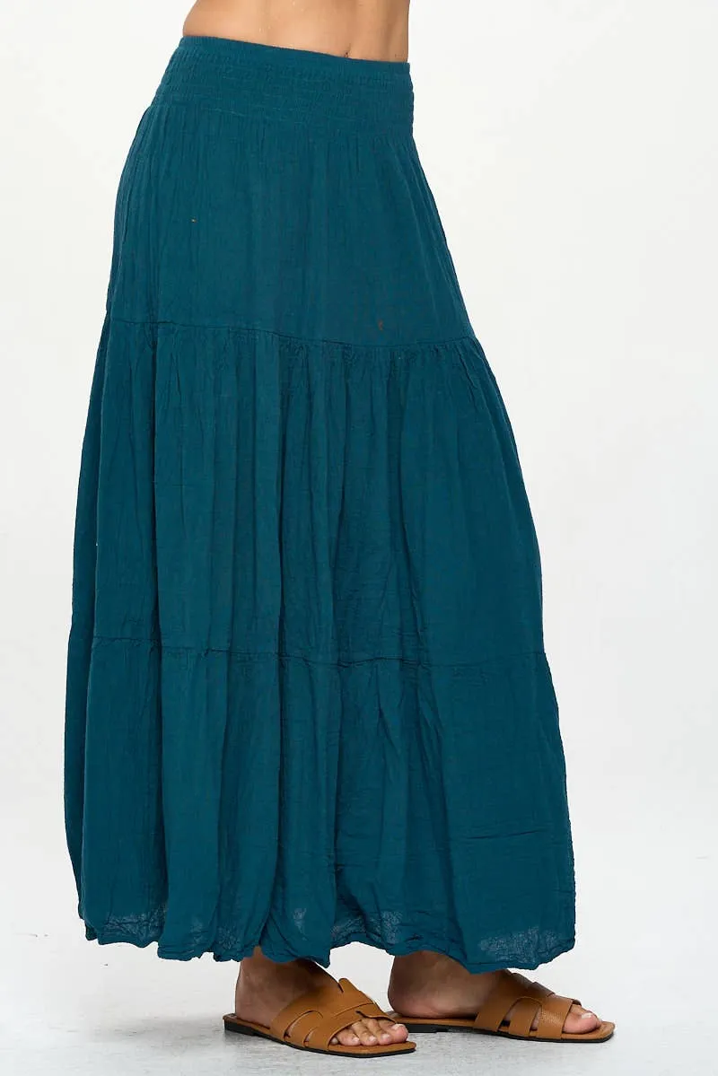 Teal Boho Maxi Skirt