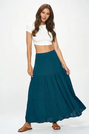 Teal Boho Maxi Skirt