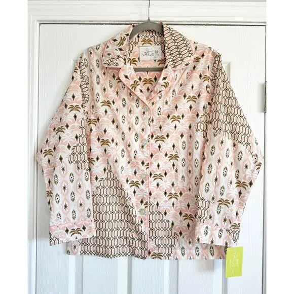 THE CAT’S PAJAMAS CABO LUXE PIMA LONG SLEEVED PAJAMA TOP