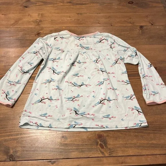 The Cat's Pajamas Set Long Sleeve Blue Bird Cherry Blossom XL Cotton Stretch EUC