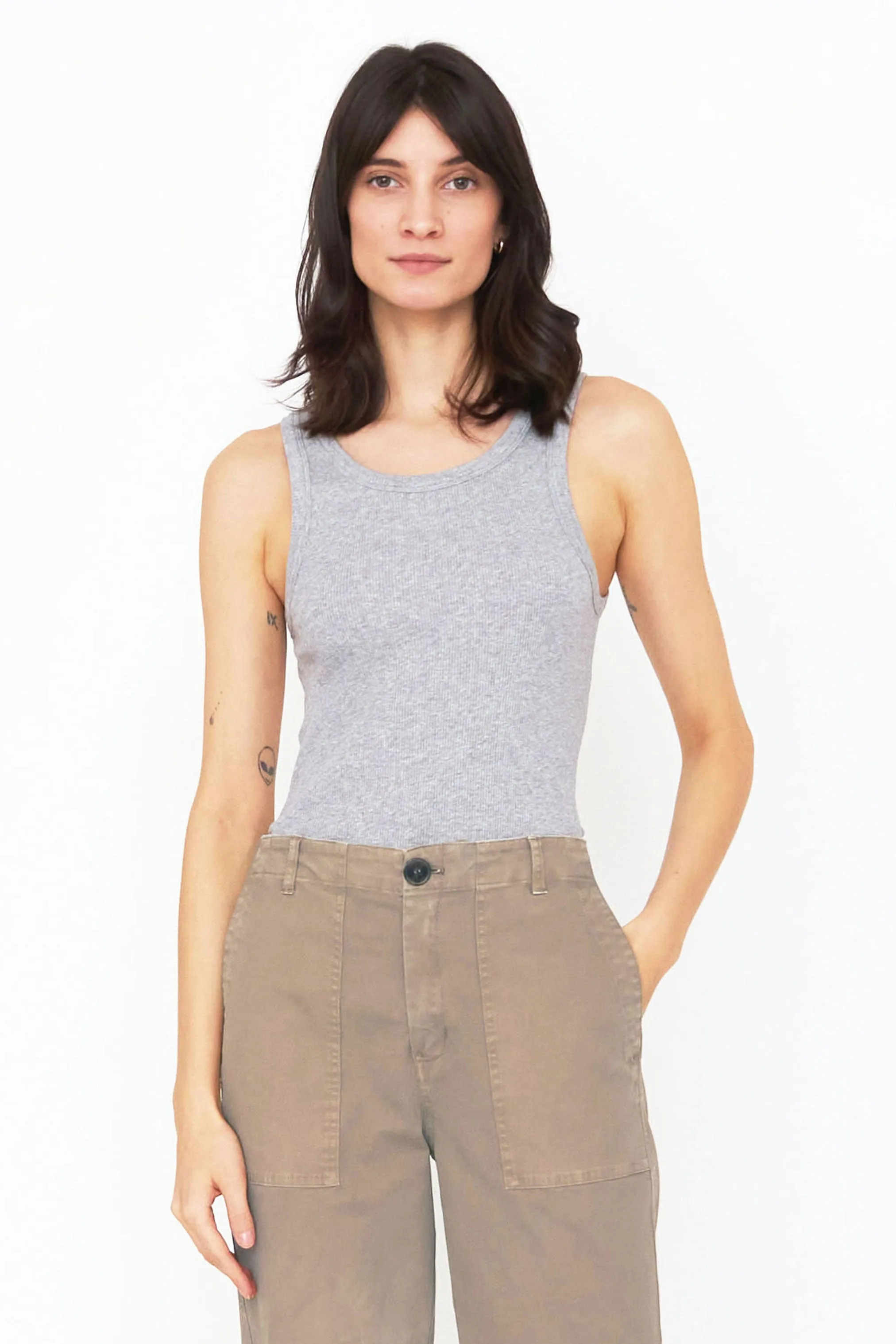 The Ribbed Lenny - Heather Grey