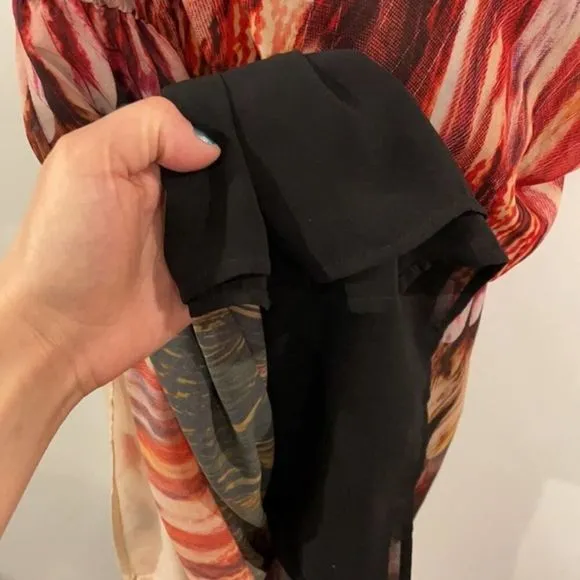 Topshop Feather Print One Shoulder Off Shoulder Maxi Dress Size US 8