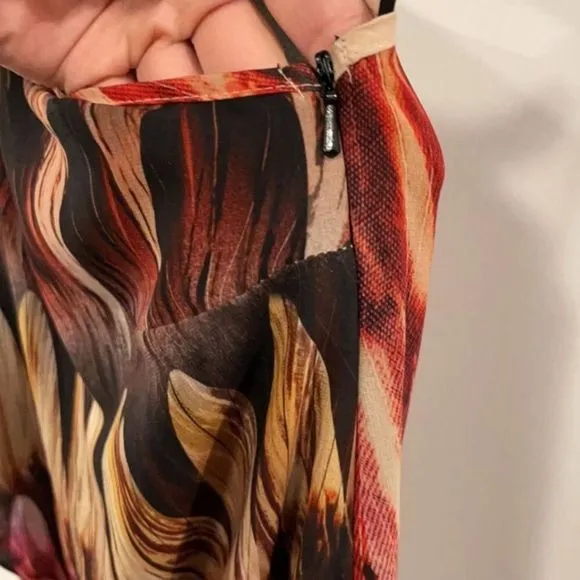 Topshop Feather Print One Shoulder Off Shoulder Maxi Dress Size US 8