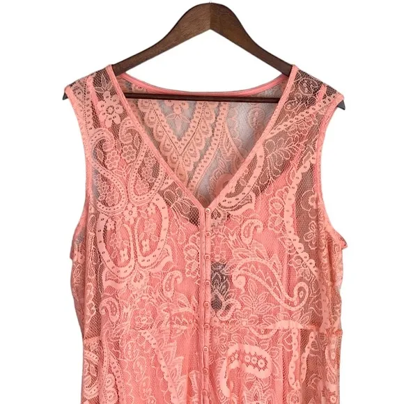 TORRID Coral Lace Button Front Maxi Skater Dress Size 2X