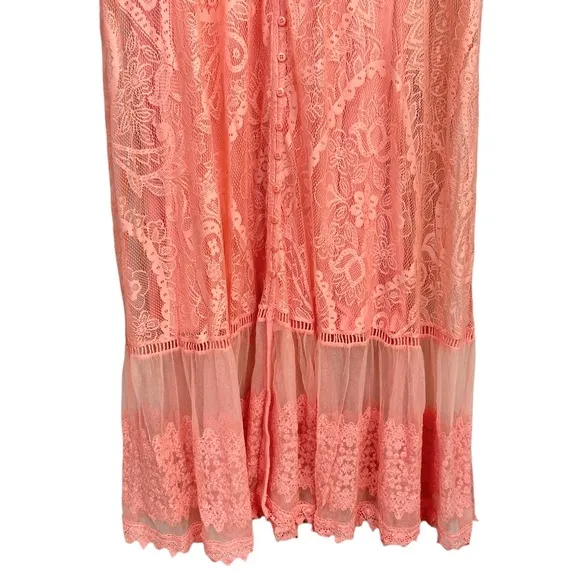 TORRID Coral Lace Button Front Maxi Skater Dress Size 2X