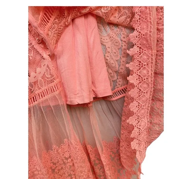 TORRID Coral Lace Button Front Maxi Skater Dress Size 2X