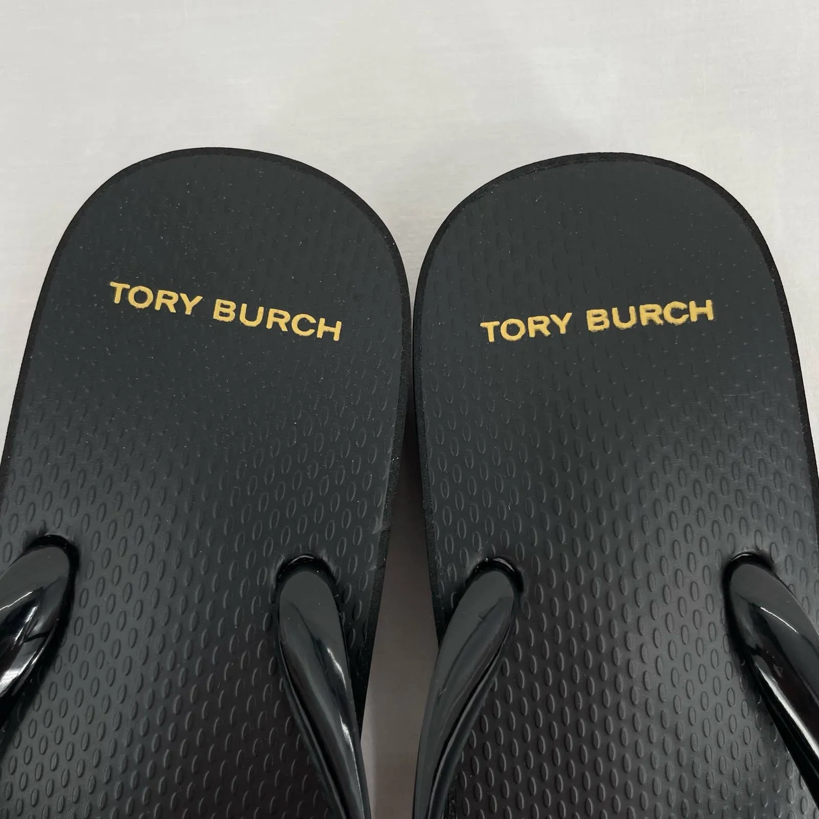 Tory Burch Cut Out Wedge Flip Flop Black Platform Thong Sandals Summer Beach Size 11