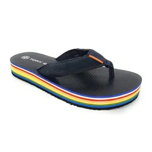 Tory Burch Retro  70's Rainbow Platform Flip Flop Sandal