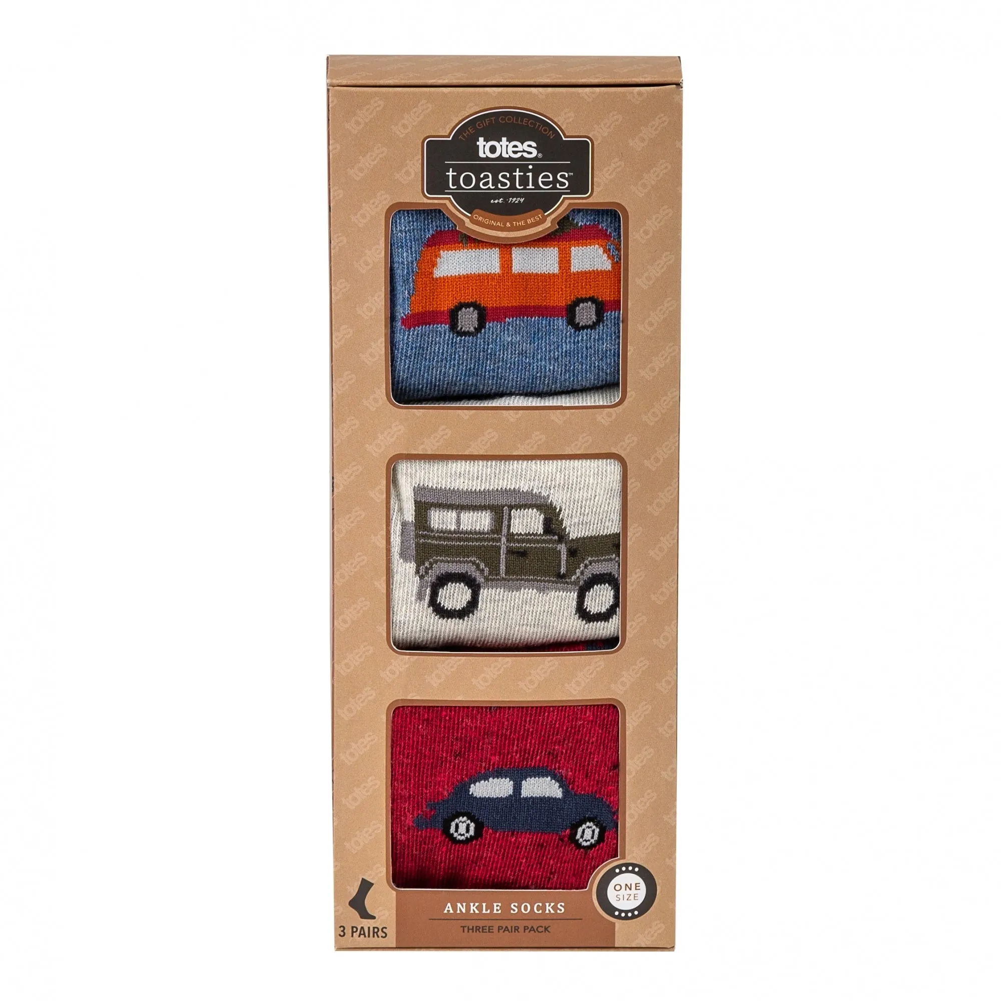 Totes Toasties DAY SOCKS Mens 3 Pack Socks Vehicles: