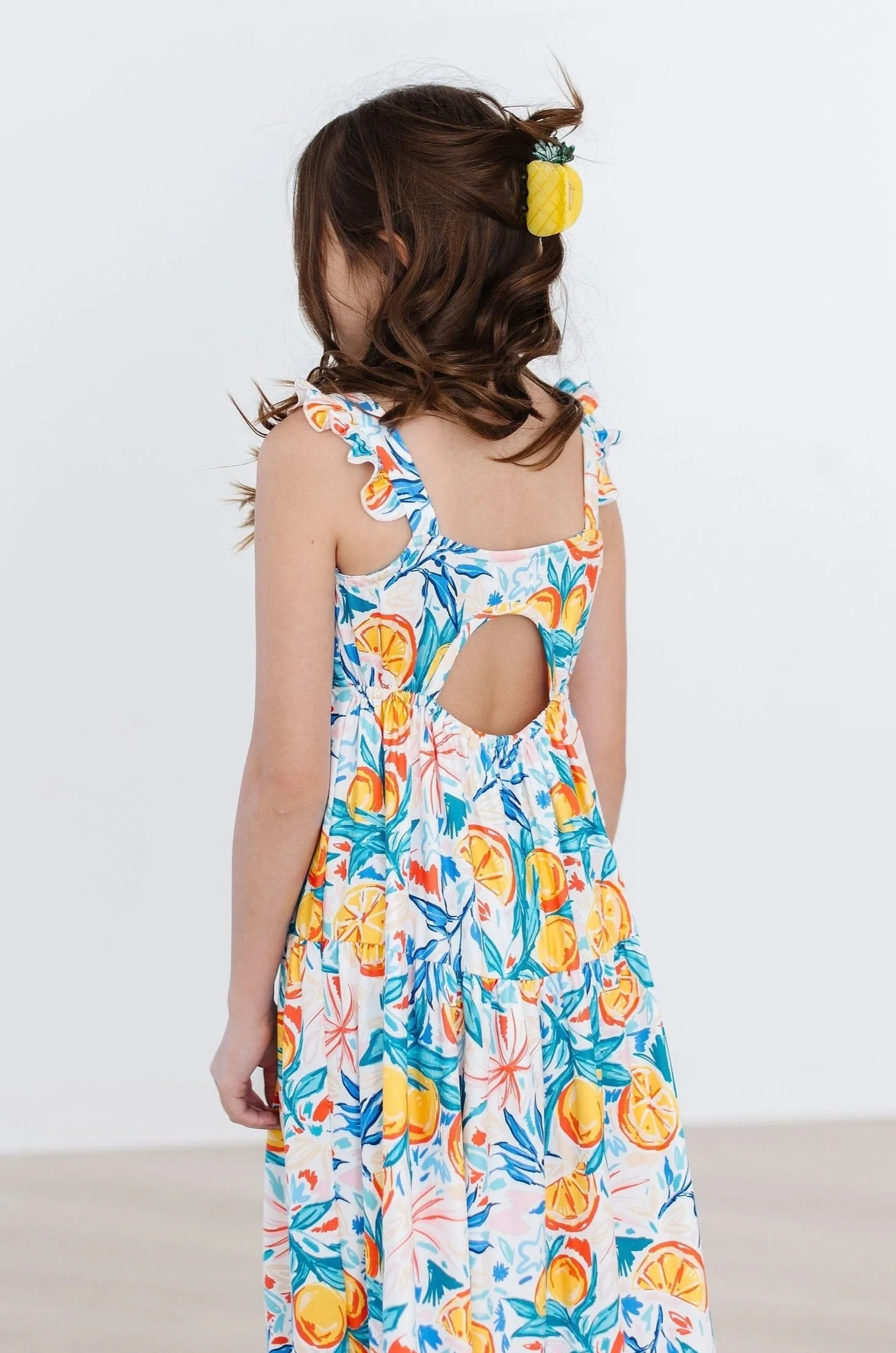 Tropical Summer Ruffle Maxi Dress