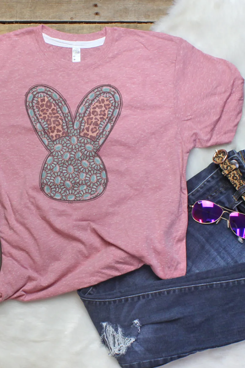 Turquoise Bunny Rabbit Melange Jersey Tee
