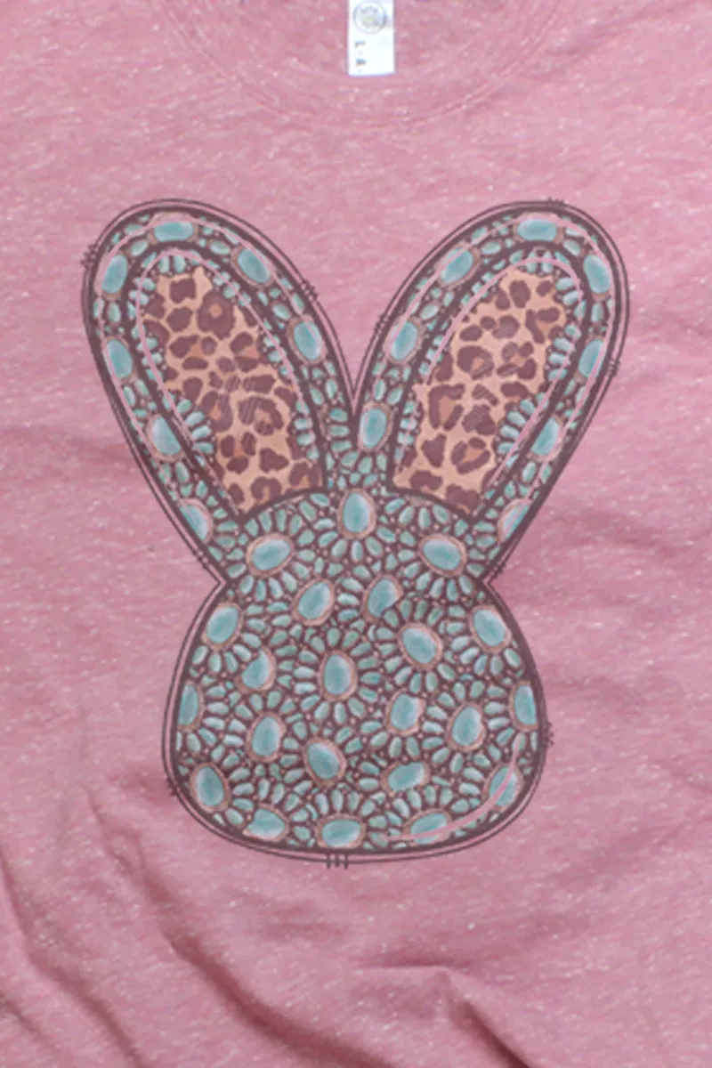 Turquoise Bunny Rabbit Melange Jersey Tee