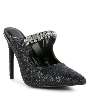 Twinklet Glitter Diamante High Heeled Sandals