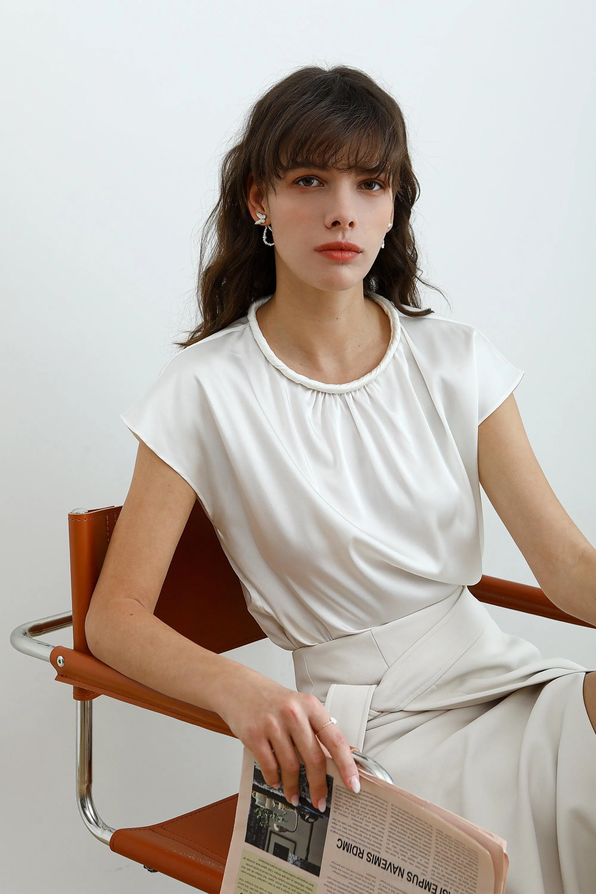 Twirl Acetate Satin Top