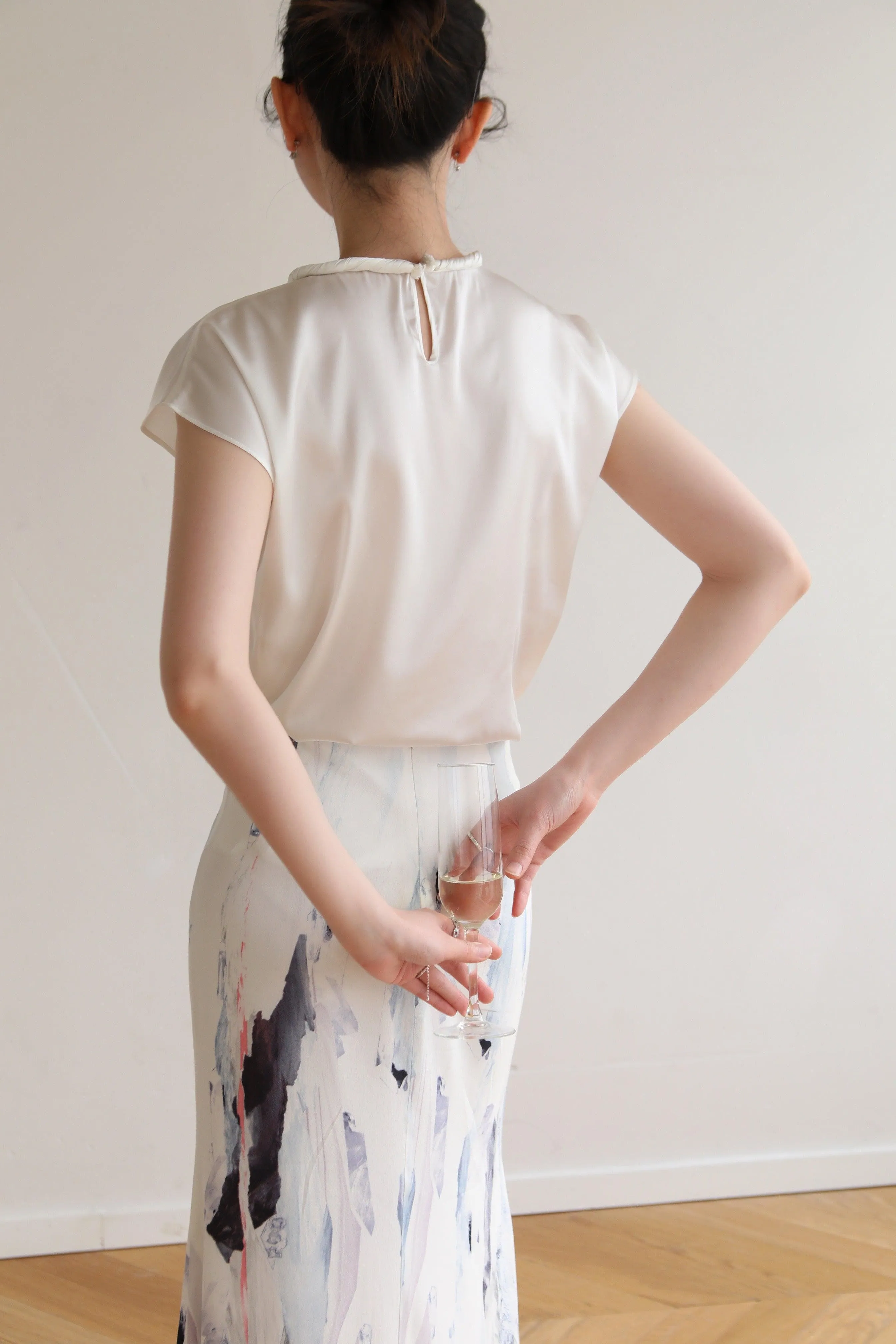 Twirl Acetate Satin Top